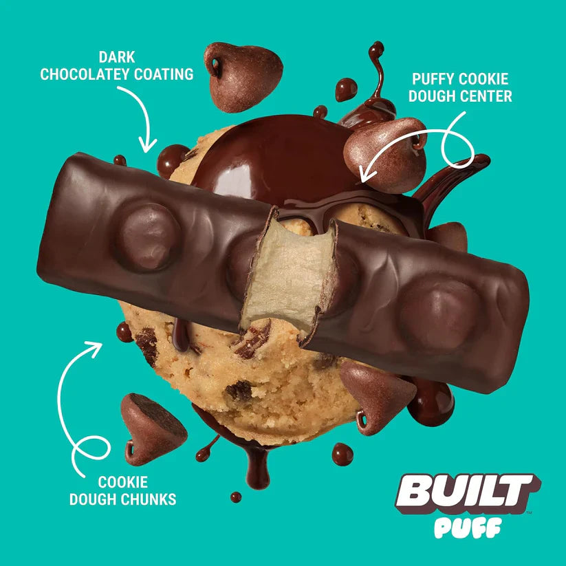 Built Bar, Puff Protein Bars, 15g Protein Snacks, Only 160 Calories, 8g Sugar, Collagen, Not Gluten Free, 12 Count