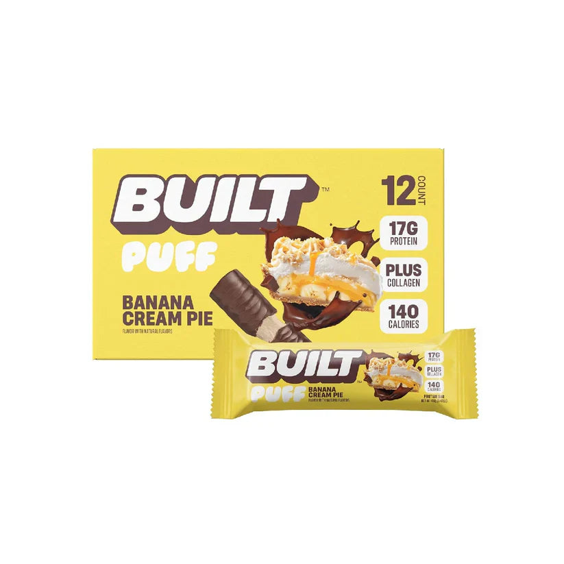 Built Bar, Puff Protein Bars, 15g Protein Snacks, Only 160 Calories, 8g Sugar, Collagen, Not Gluten Free, 12 Count