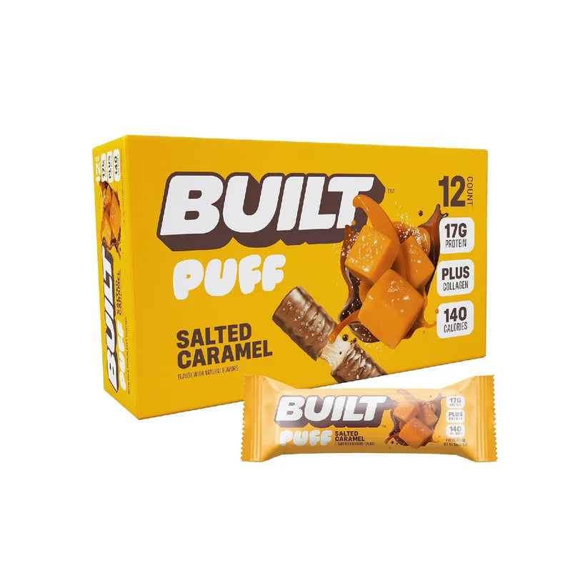 Built Bar, Puff Protein Bars, 15g Protein Snacks, Only 160 Calories, 8g Sugar, Collagen, Not Gluten Free, 12 Count